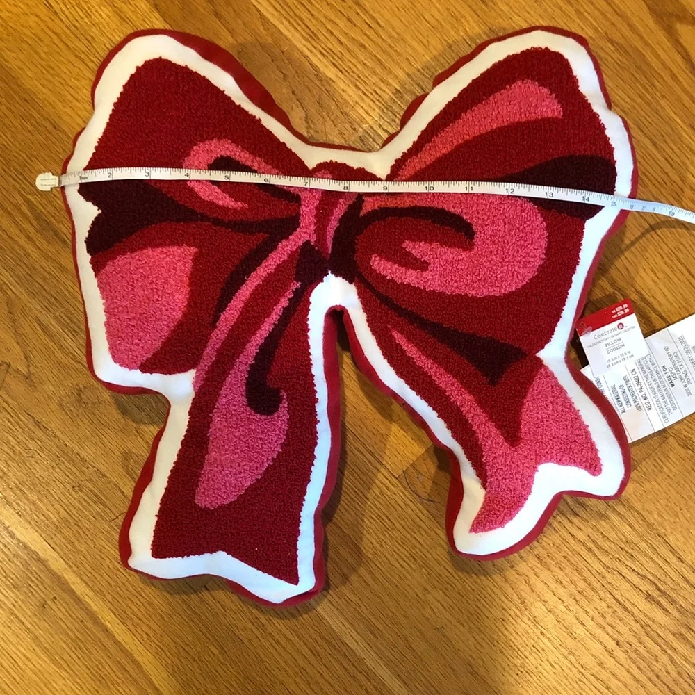 New with tag Celebrate It Red and Pink Bow Holiday Pillow